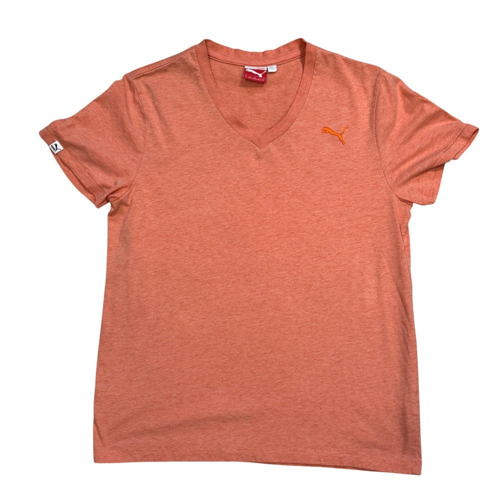 Puma Sportlifestyle Womens V-Neck Short Sleeve T-Shirt Orange Peach Size M